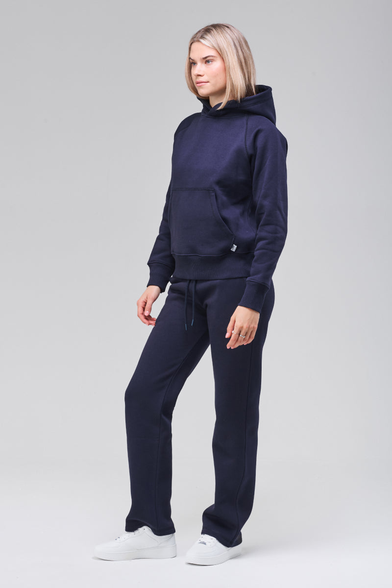 Classic hoodie, angled front view, full figure