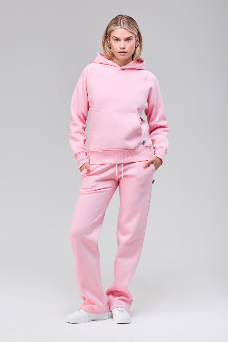 Sunday Superior Belmont Hoodie in soft pink colorway, front view, heavyweight cotton blend